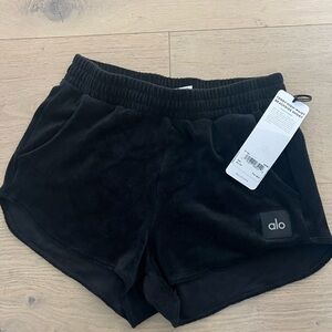 Terry high-waisted beachside short XXS Black